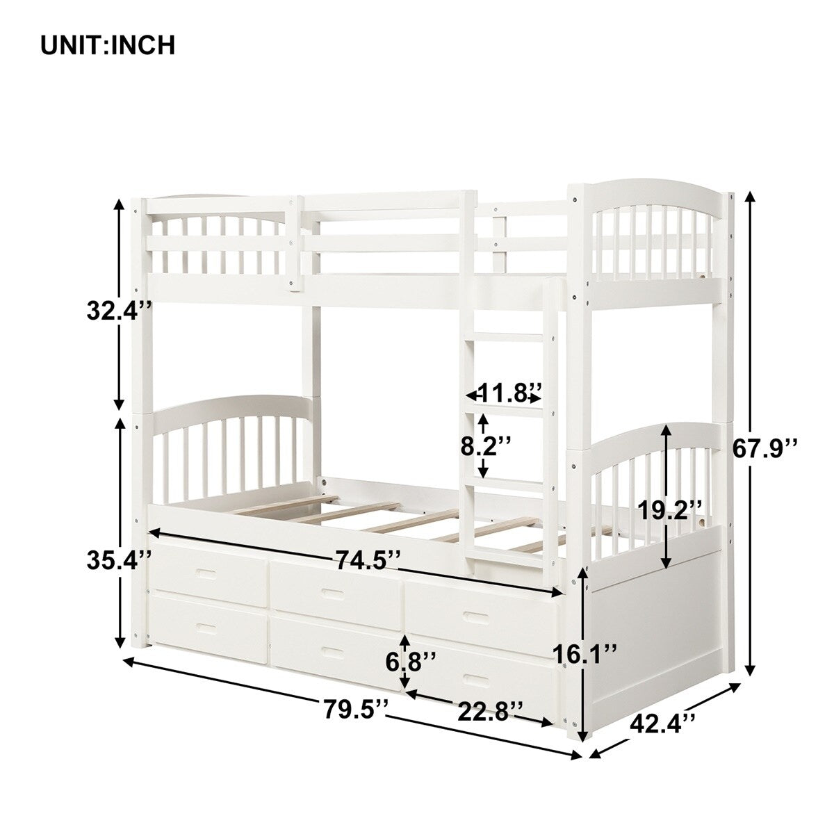 Taylor & Olive Freesia Twin-over-Twin Bunk Bed with 3-drawer Trundle
