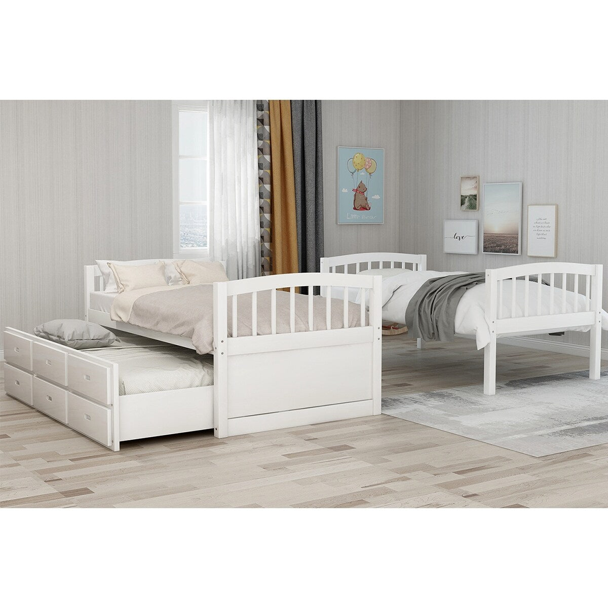 Taylor & Olive Freesia Twin-over-Twin Bunk Bed with 3-drawer Trundle