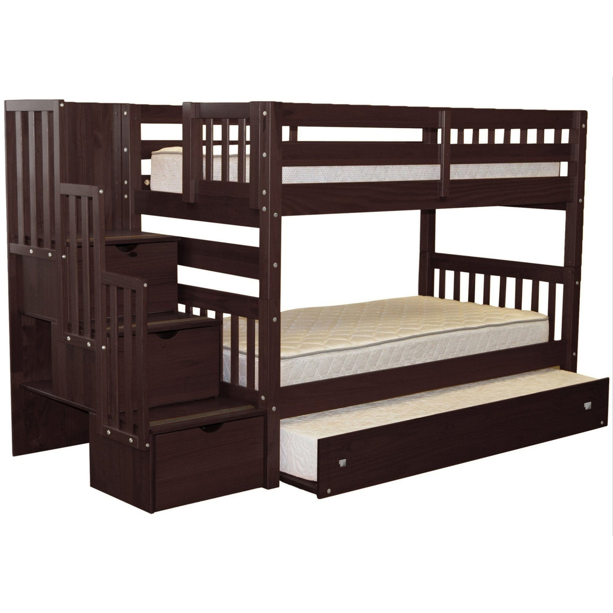 Taylor & Olive Trillium Twin over Twin Stairway Bunk Bed, Twin Trundle
