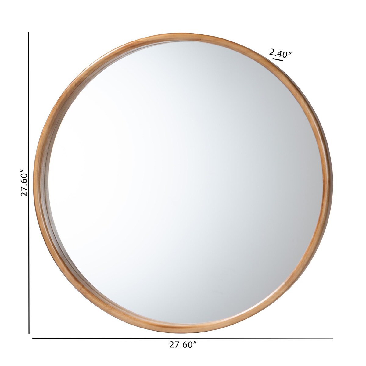 Tazara Japandi Natural Round Accent Wall Mirror - Brown