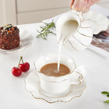 Tea Cups and Saucers Relief Printing Coffee Cups with Metal Stand