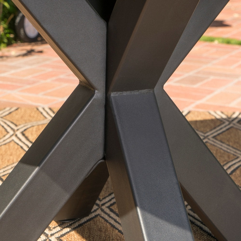Goleta Outdoor Modern Lightweight Concrete Circular Dining Table with Cross Base by Christopher Knight Home