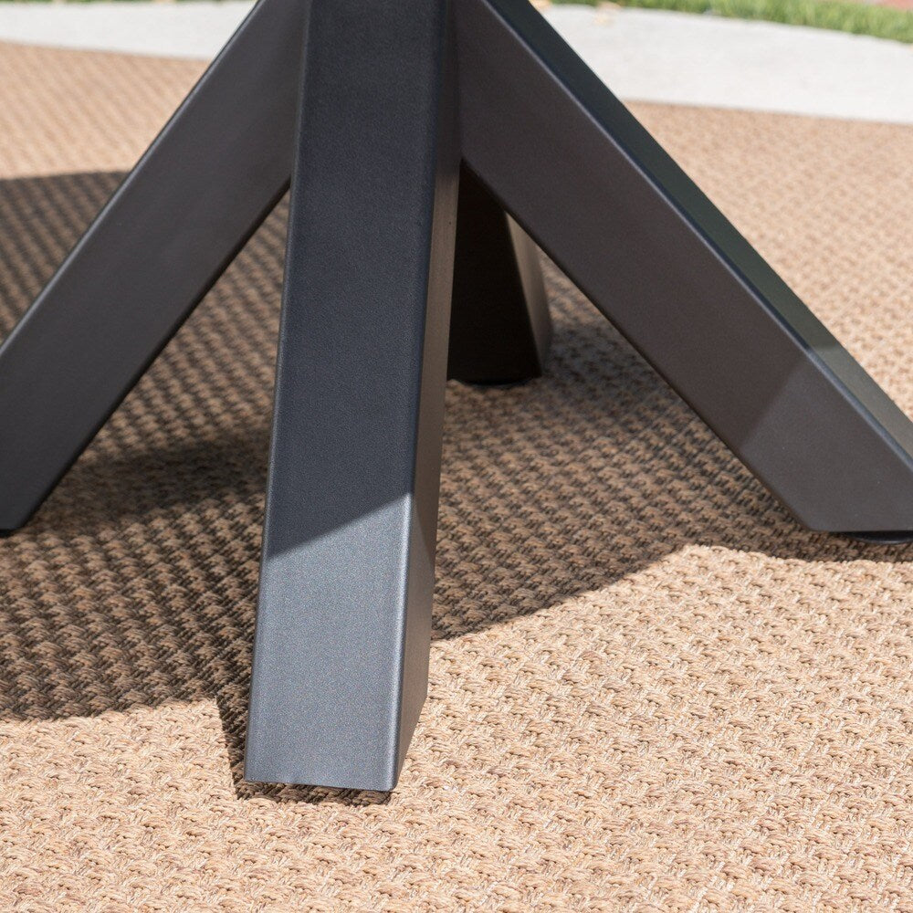 Goleta Outdoor Modern Lightweight Concrete Circular Dining Table with Cross Base by Christopher Knight Home