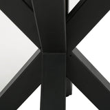 Teague Modern Lightweight Concrete Circular Dining Table with Cross Base by Christopher Knight Home - Off White