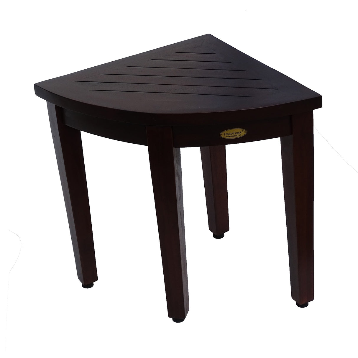 Teak Corner Shower Stool & Shaving Foot Rest- DecoTeak Oasis in Signature WoodLand Brown Finish
