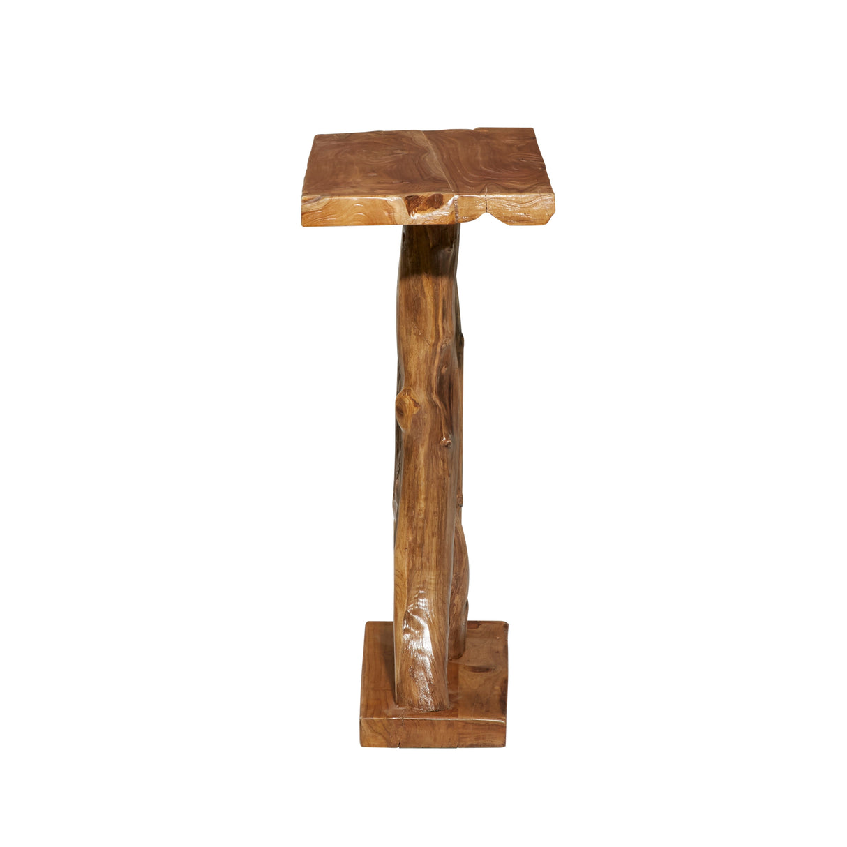 Teak Wood Small Live Edge Tree Trunk Console Table - Brown - Roche River Decor - 14"W x 35"L x 32"H