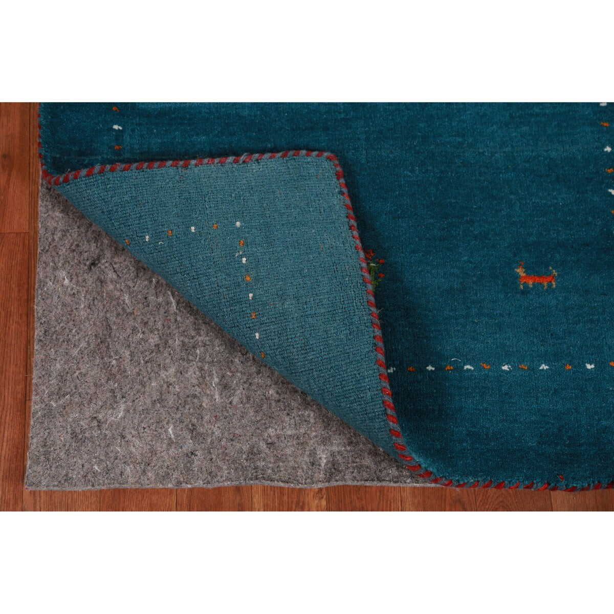 Teal Blue Gabbeh Oriental Runner Rug Handmade Wool Carpet - 2'7" x 9'10"