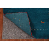Teal Blue Gabbeh Oriental Runner Rug Handmade Wool Carpet - 2'7" x 9'10"