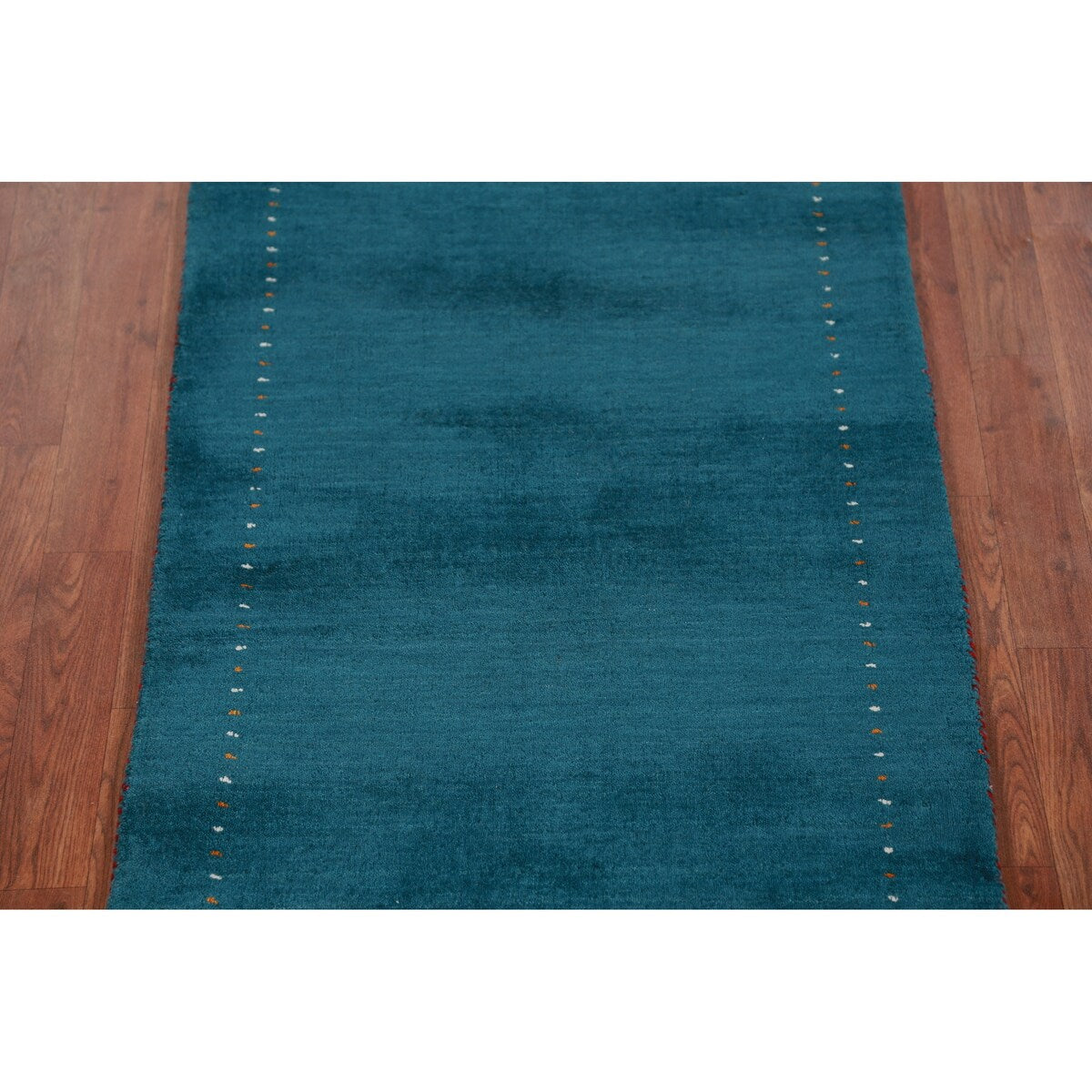 Teal Blue Gabbeh Oriental Runner Rug Handmade Wool Carpet - 2'7" x 9'10"