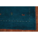 Teal Blue Gabbeh Oriental Runner Rug Handmade Wool Carpet - 2'7" x 9'10"