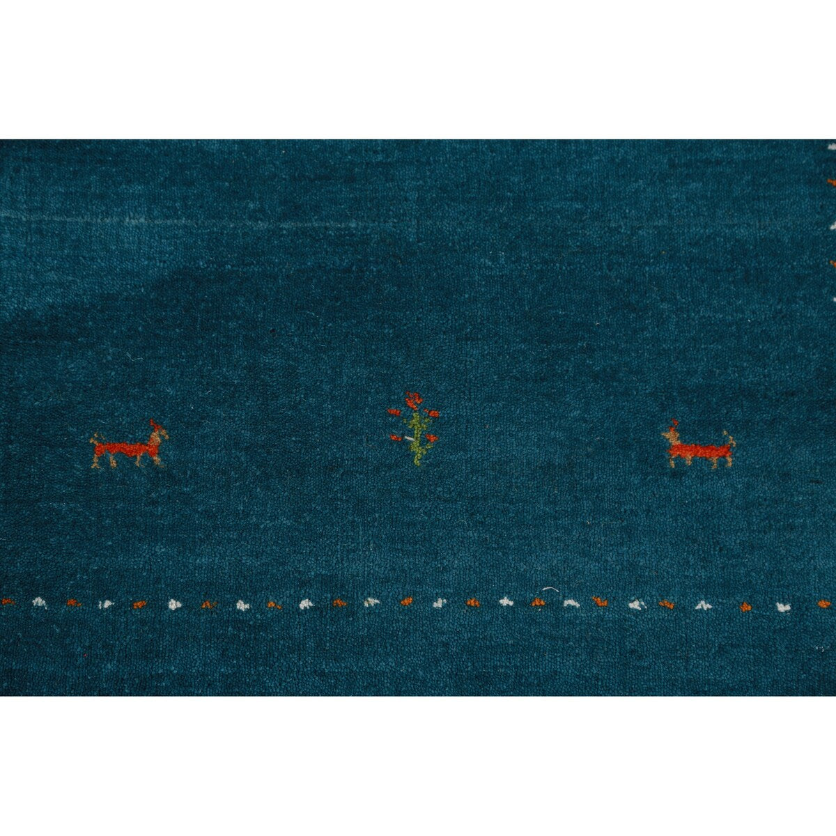 Teal Blue Gabbeh Oriental Runner Rug Handmade Wool Carpet - 2'7" x 9'10"