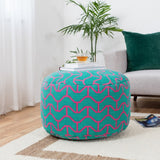 Jani Curated Nomad Teal and Pink 26" Oversized Square Pouf Ottoman
