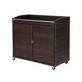 Teamson Home 39.5" Veronica Rolling Outdoor PE Rattan Bar Cart with Storage