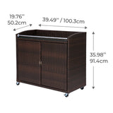 Teamson Home 39.5" Veronica Rolling Outdoor PE Rattan Bar Cart with Storage