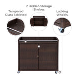 Teamson Home 39.5" Veronica Rolling Outdoor PE Rattan Bar Cart with Storage