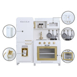 Teamson Kids Little Chef Mayfair Classic Kids Kitchen Playset, White, Gold