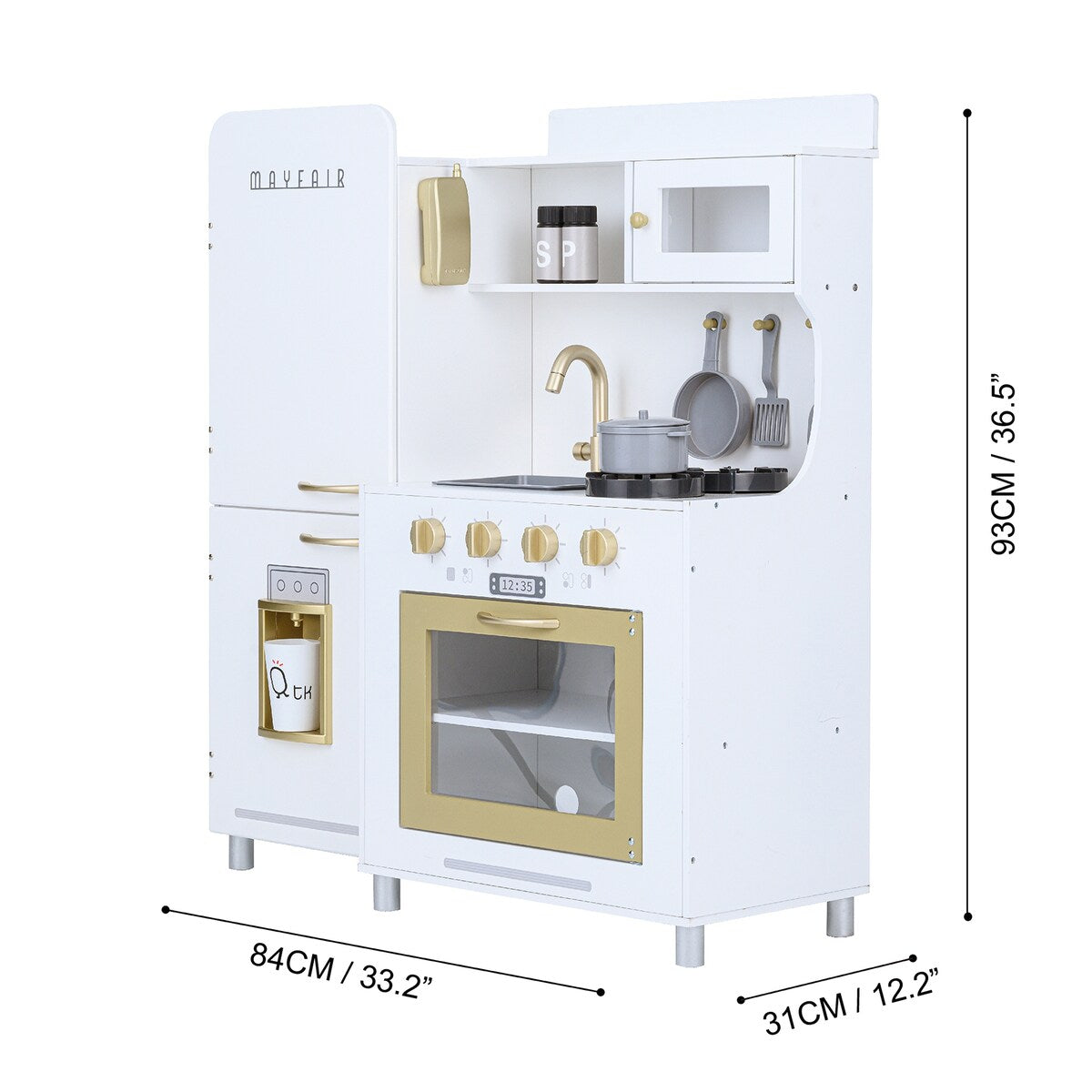 Teamson Kids Little Chef Mayfair Classic Kids Kitchen Playset, White, Gold