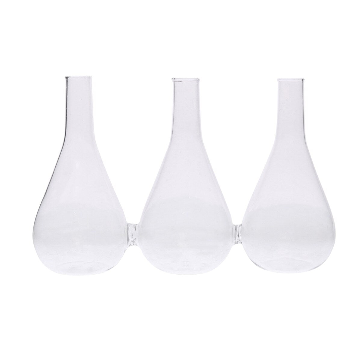 Tear Drop Trio Joined Glass Vase, Clear