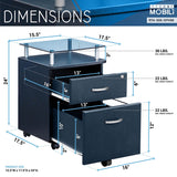 Techni Mobili Rolling File Cabinet with Glass Top