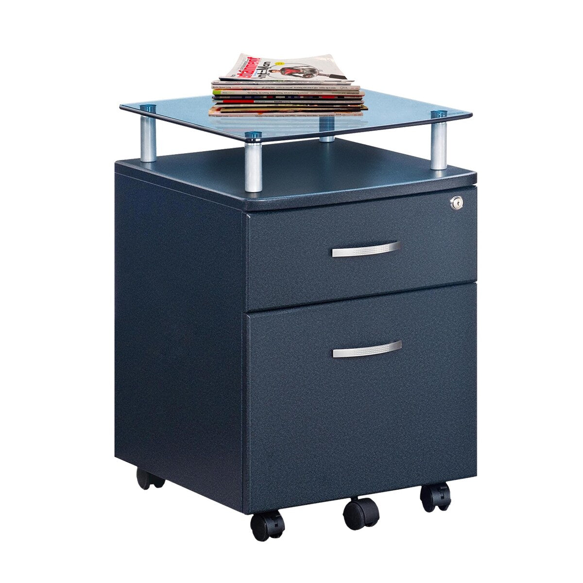 Techni Mobili Rolling File Cabinet with Glass Top