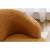 Teddy Fabric Swivel Accent Armchair Barrel Chair With Black Powder Coating Metal Ring,Khaki