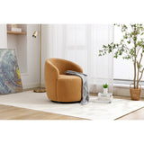 Teddy Fabric Swivel Accent Armchair Barrel Chair With Black Powder Coating Metal Ring,Khaki