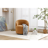 Teddy Fabric Swivel Accent Armchair Barrel Chair With Black Powder Coating Metal Ring,Khaki