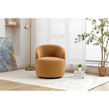 Teddy Fabric Swivel Accent Armchair Barrel Chair With Black Powder Coating Metal Ring,Khaki