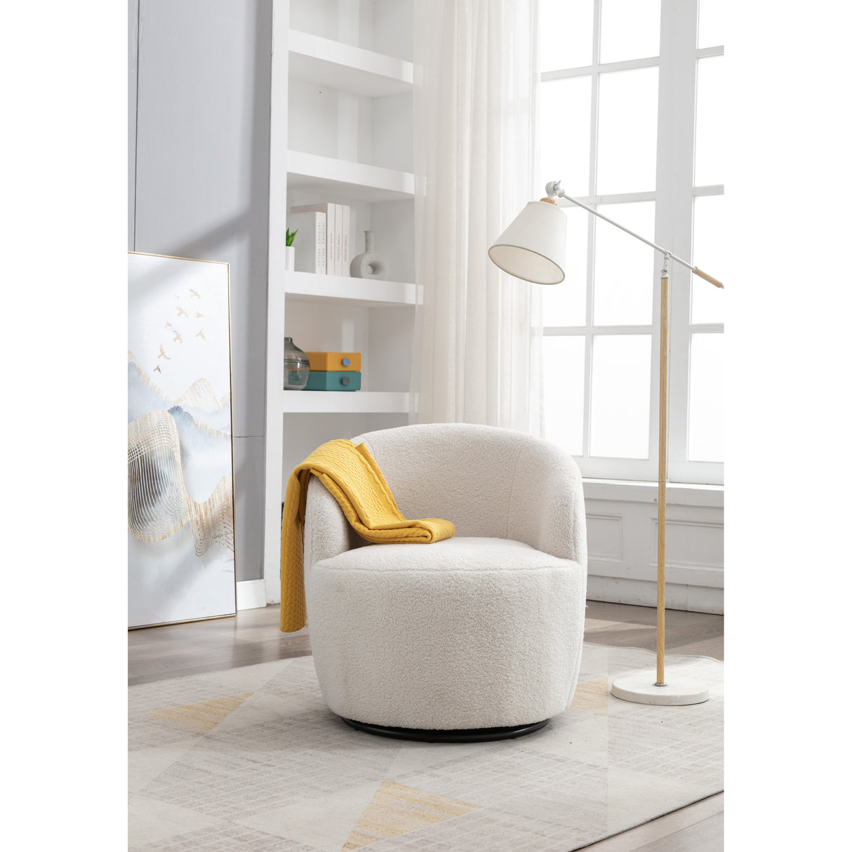 Teddy Fabric Swivel Accent Barrel Chair