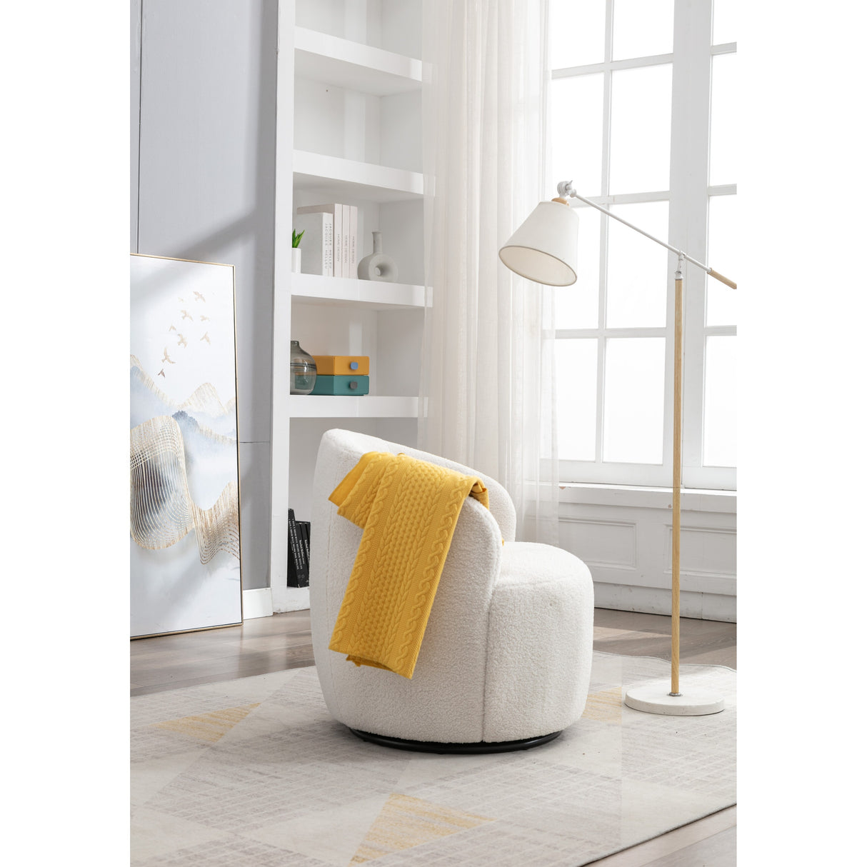 Teddy Fabric Swivel Accent Barrel Chair