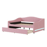 Teddy Fleece Full Size Upholstered Daybed with Light and Trundle, Beige