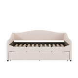 Teddy Fleece Full Size Upholstered Daybed with Light and Trundle, Beige
