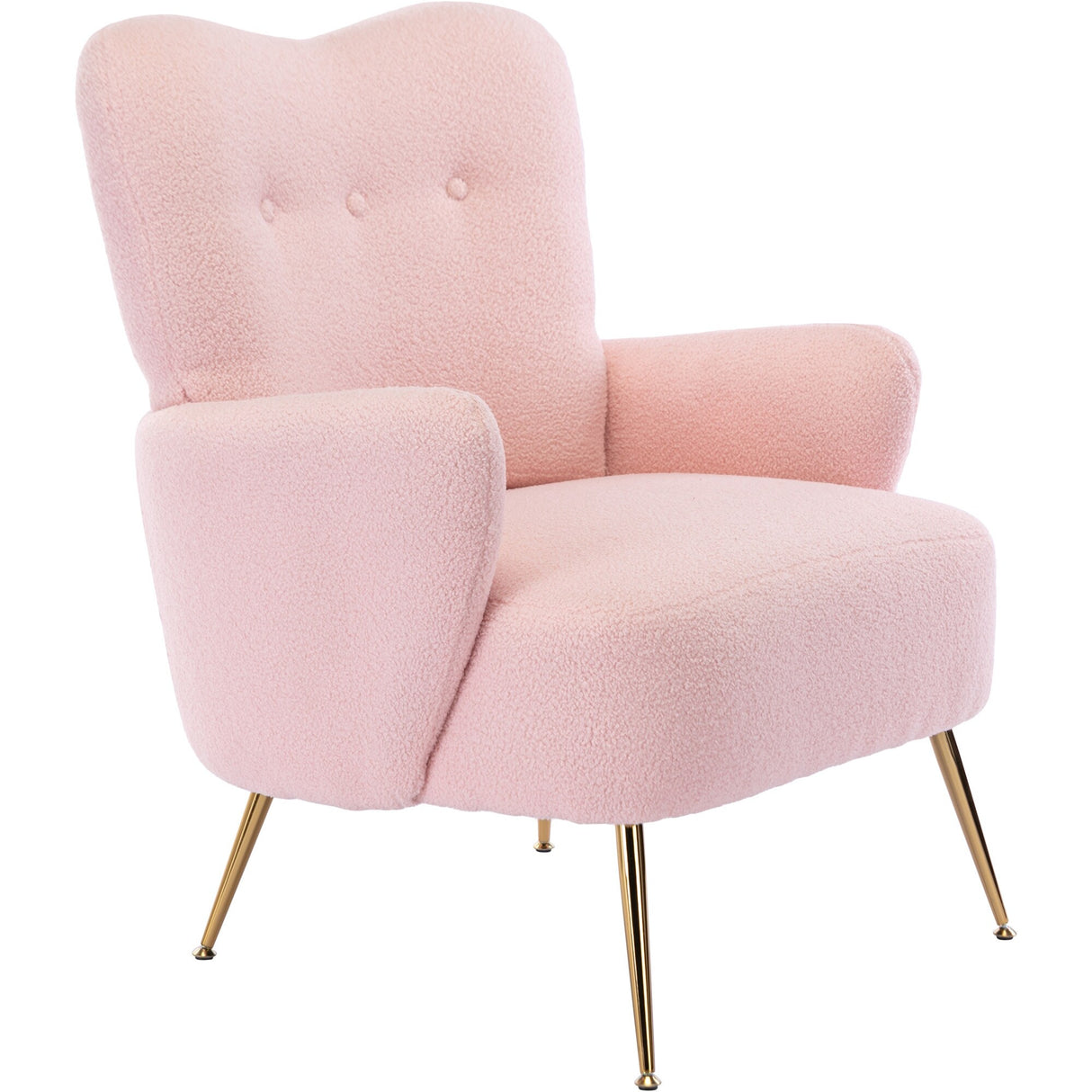 Teddy Short Plush Particle Armchair,Accent Chair with Golden Metal Legs