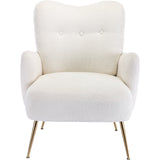 Teddy Short Plush Particle Armchair,Accent Chair with Golden Metal Legs