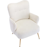 Teddy Short Plush Particle Armchair,Accent Chair with Golden Metal Legs