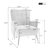 Teddy Short Plush Particle Armchair,Accent Chair with Golden Metal Legs
