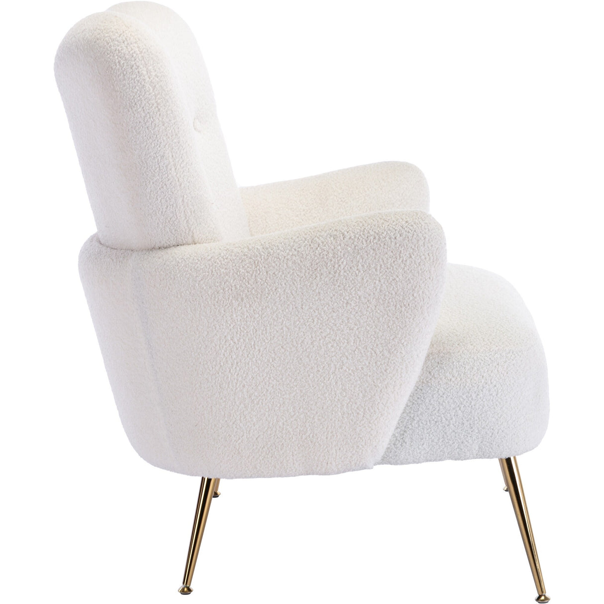 Teddy Short Plush Particle Armchair,Accent Chair with Golden Metal Legs