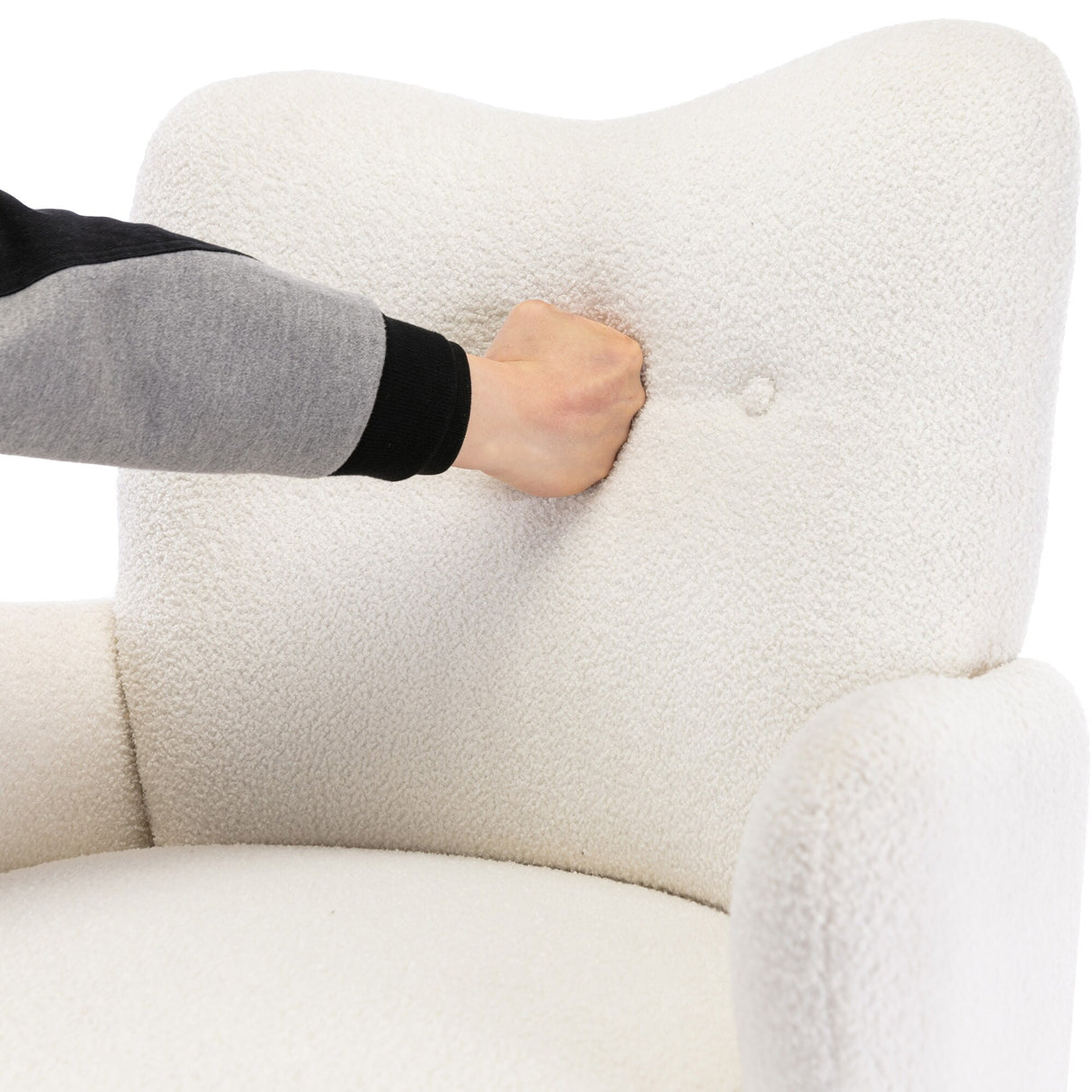 Teddy Short Plush Particle Armchair,Accent Chair with Golden Metal Legs