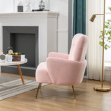 Teddy Short Plush Particle Armchair,Accent Chair with Golden Metal Legs