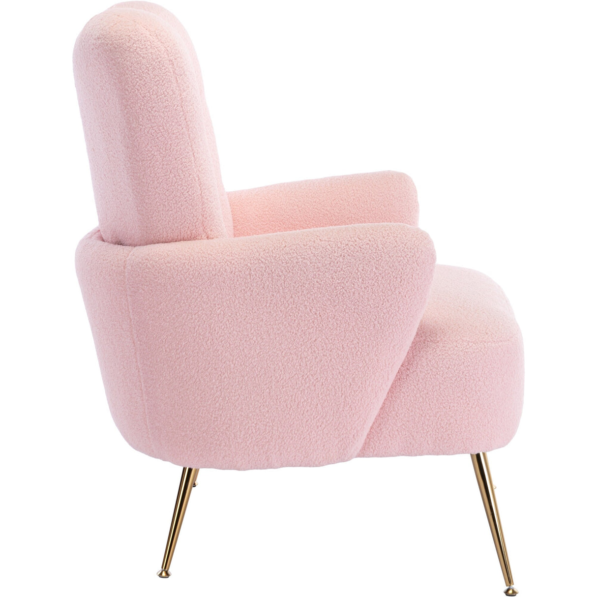 Teddy Short Plush Particle Armchair,Accent Chair with Golden Metal Legs