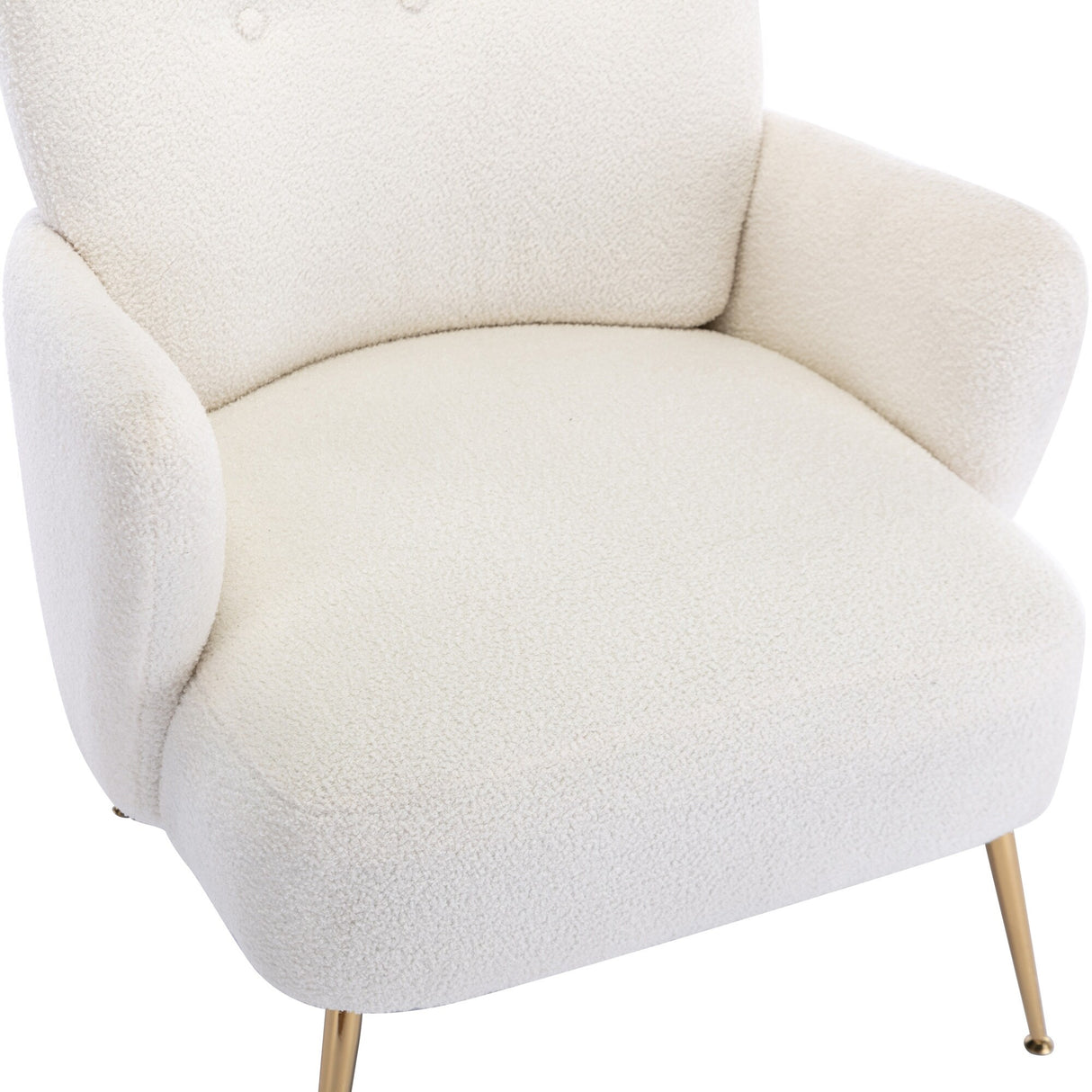 Teddy Short Plush Particle Armchair,Accent Chair with Golden Metal Legs