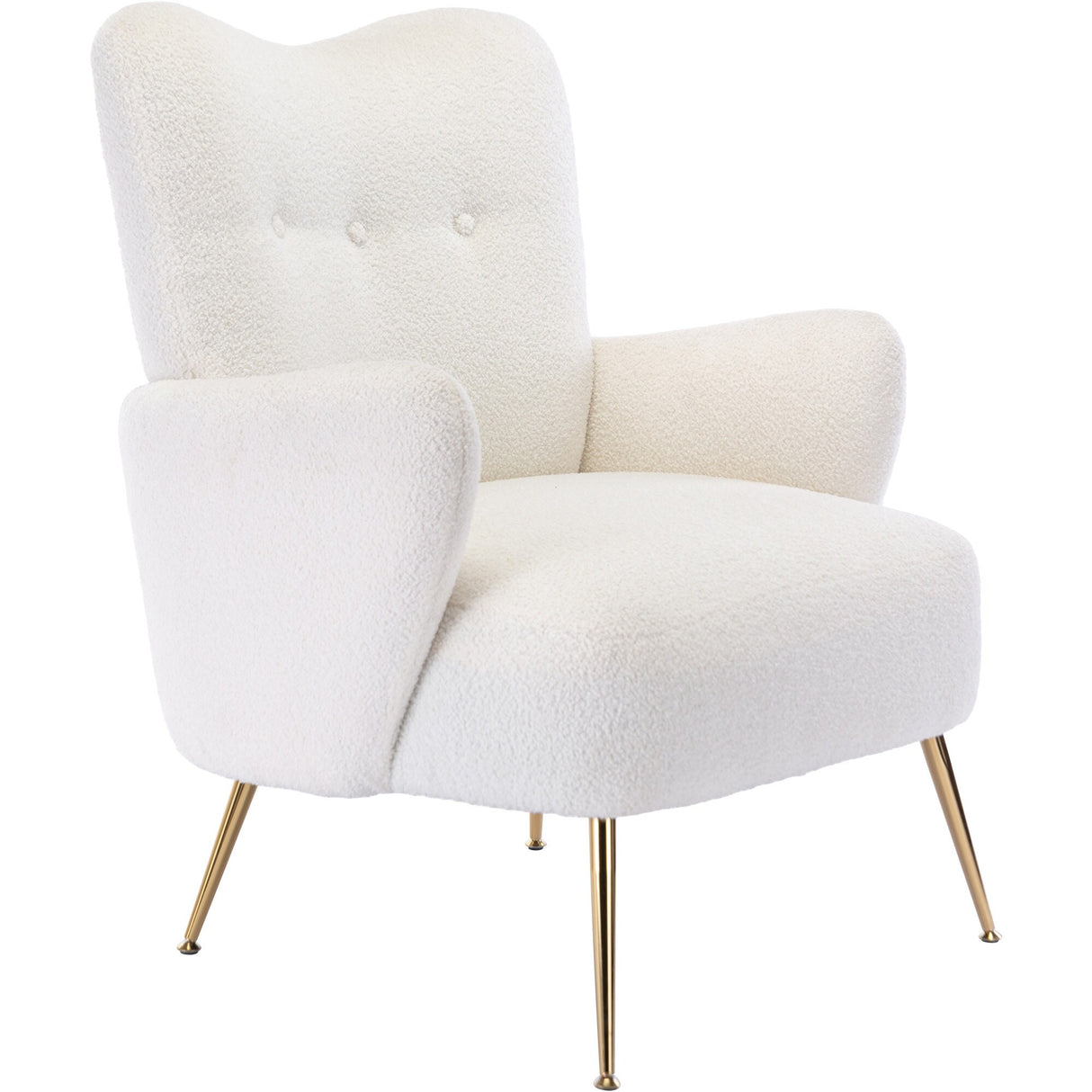 Teddy Short Plush Particle Armchair,Accent Chair with Golden Metal Legs