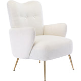 Teddy Short Plush Particle Armchair,Accent Chair with Golden Metal Legs