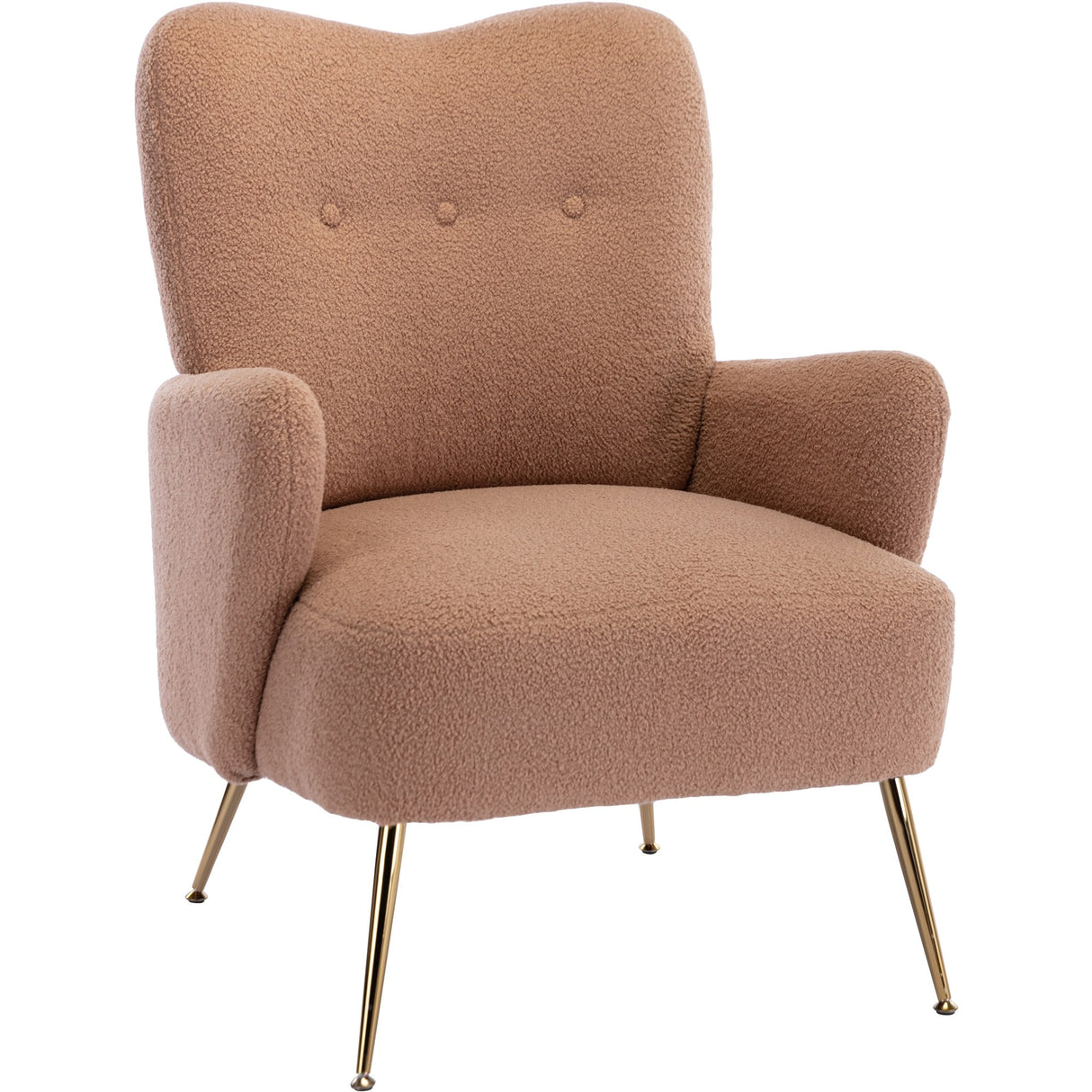 Teddy Short Plush Particle Armchair,Accent Chair with Golden Metal Legs