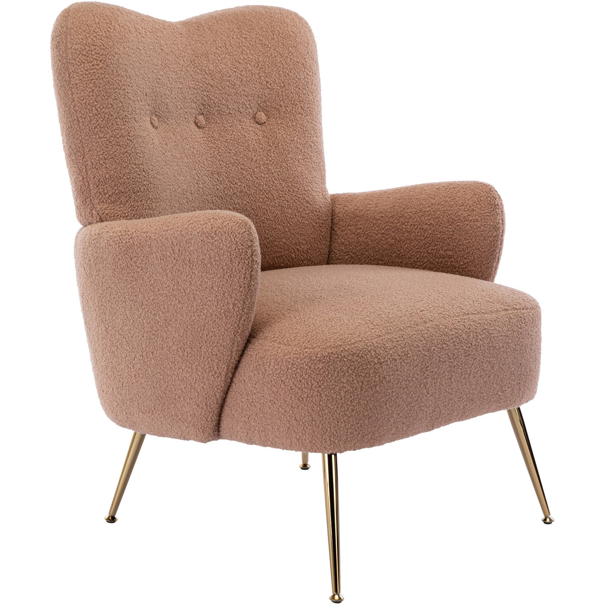 Teddy Short Plush Particle Armchair,Accent Chair with Golden Metal Legs
