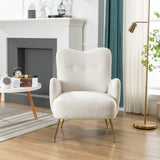 Teddy Short Plush Particle Armchair,Accent Chair with Golden Metal Legs