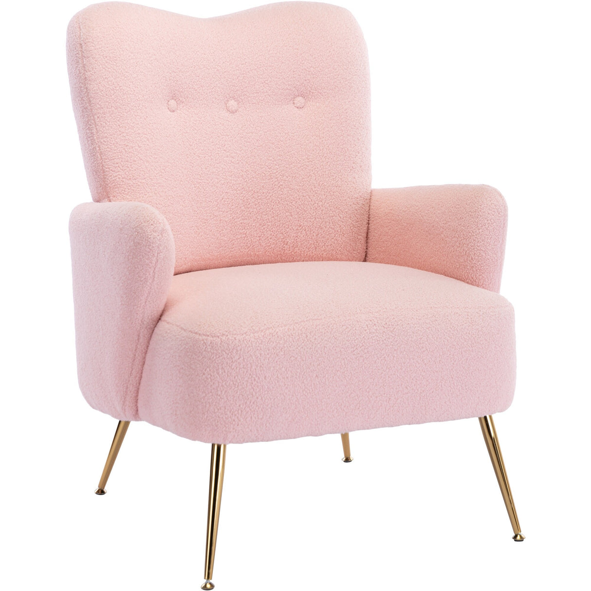 Teddy Short Plush Particle Armchair,Accent Chair with Golden Metal Legs