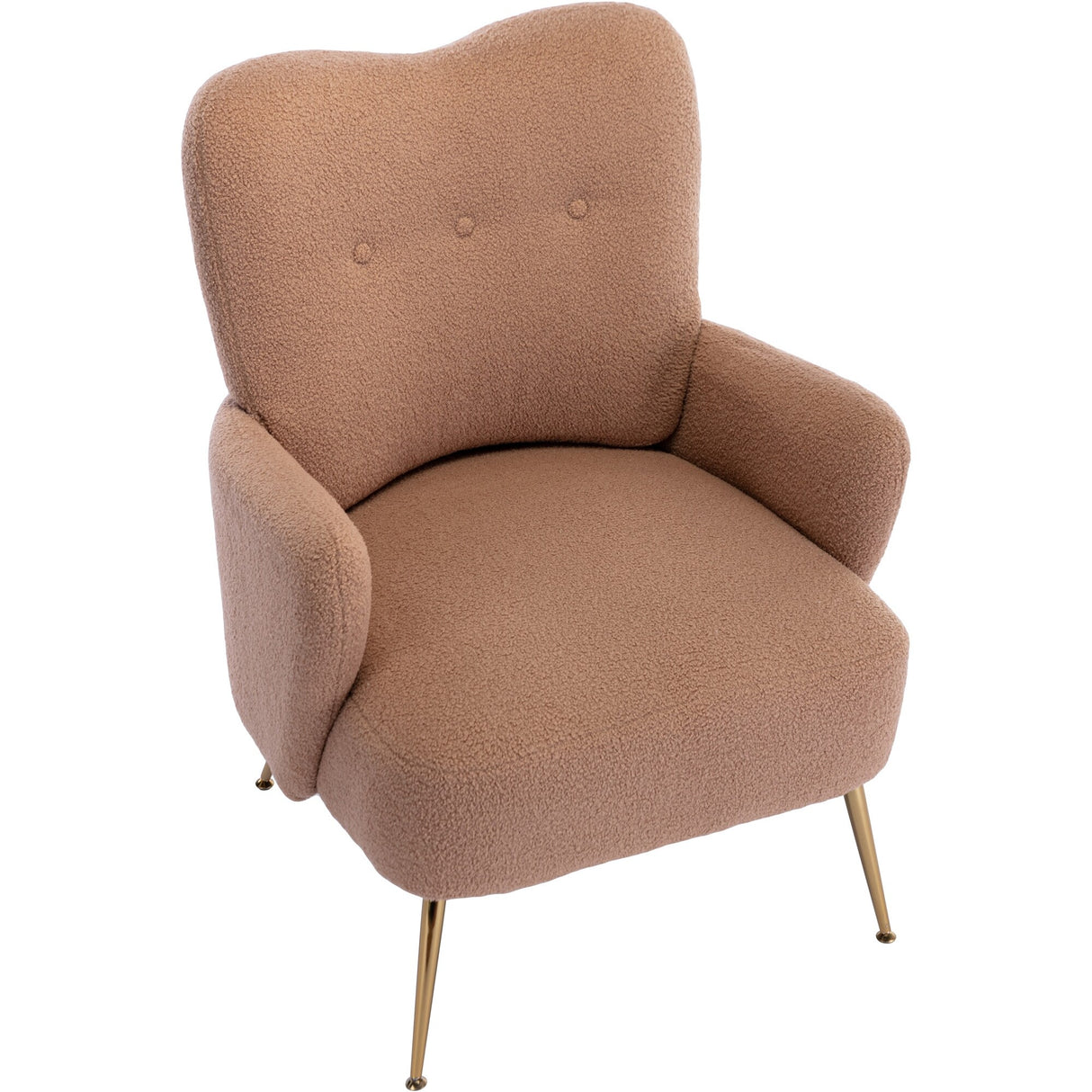 Teddy Short Plush Particle Armchair,Accent Chair with Golden Metal Legs