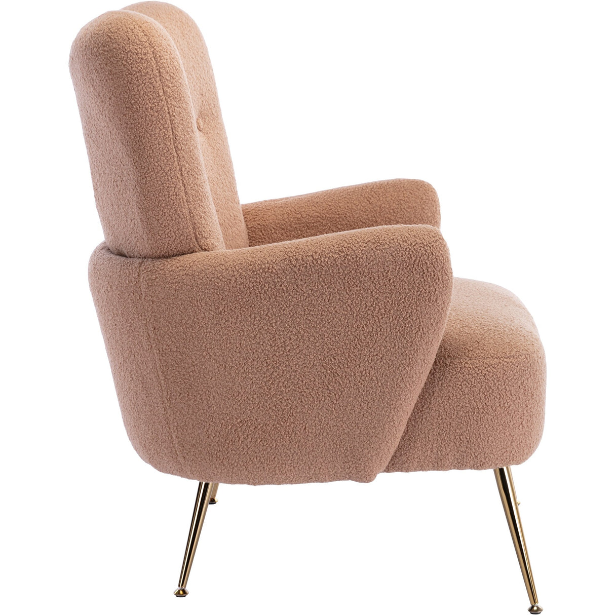 Teddy Short Plush Particle Armchair,Accent Chair with Golden Metal Legs