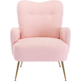 Teddy Short Plush Particle Armchair,Accent Chair with Golden Metal Legs